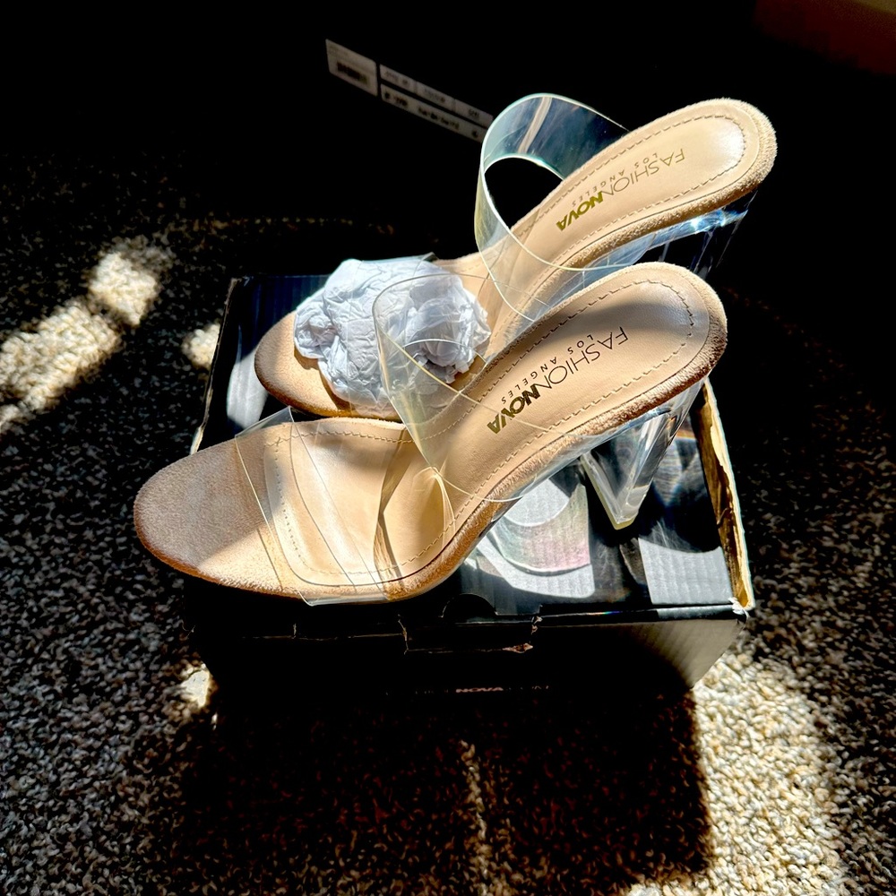 Clear and Nude heels